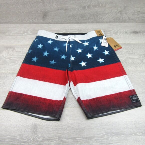 Vans Era USA American Flag Boardshort Swim Trunks Mens Size 30 NEW - Picture 2 of 13